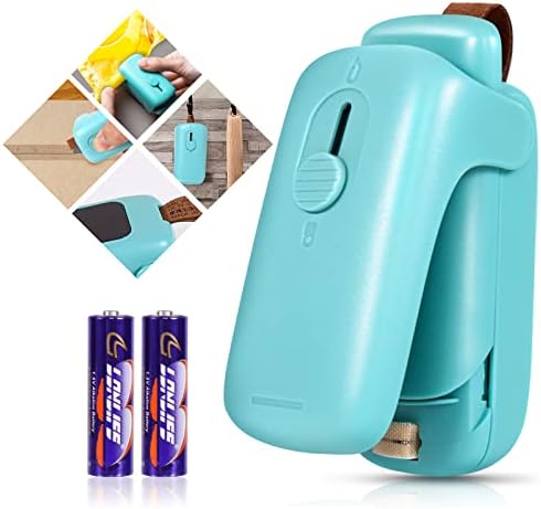 Mini Bag Sealer, ROMSTO Handheld Heat Vacuum Sealer, 2 in 1 Heat Sealer and Cutter with Lanyard, Portable Bag Resealer Machine for Plastic Bags Food Storage Snacks Freshness (2xAA Batteries Included)