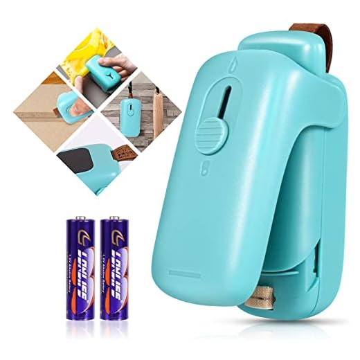 Mini Bag Sealer, ROMSTO Handheld Heat Vacuum Sealer, 2 in 1 Heat Sealer and Cutter with Lanyard, Portable Bag Resealer Machine for Plastic Bags Food Storage Snacks Freshness (2xAA Batteries Included)