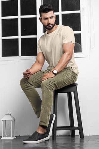 Image of BELANO Men Slim Fit Corduroy Cotton Stretch Chinos