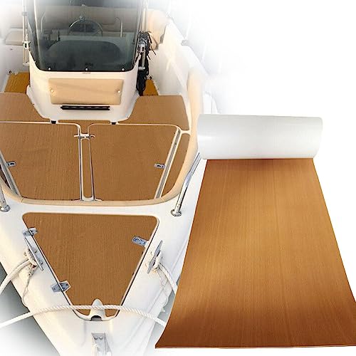 EVA Schaum Bodenbelag Fußboden Teakholz-Deck Selbstklebend Matt Yacht Boot 240 * 90cm Brown,Teakholz Boot Yacht Boden rutschfest Matte Marine rutschfest Boden Deck Teppich selbstklebend[Braun] (Brown)