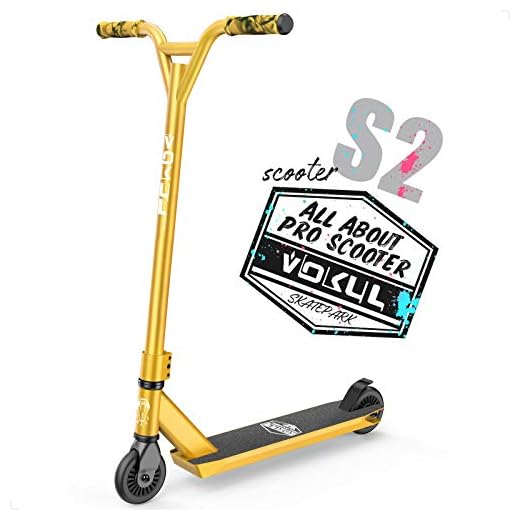 VOKUL Gold Pro Stunt Scooter - Entry Level Tricks Freestyle Pro Scooter for Age 6 Up Kids,Boys,Girls - Reinforced 20" L4.1 W Deck(Gold)