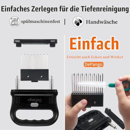 DePango Fleischzartmacher, Steaker für Fleisch mit robustem Edelstahl 48 Klingen für Steak, Hähnchen, Schweinefleisch, Rinderbrust… – Ansicht 2