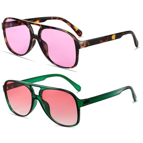 Freckles Mark Vintage Retro 70s Sunglasses for Women Men Classic Large Square Aviator Trendy Glasses