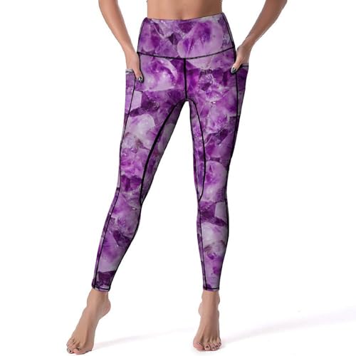 Legging femmes Feuille Mauve pantalon sport yoga fitness gym S