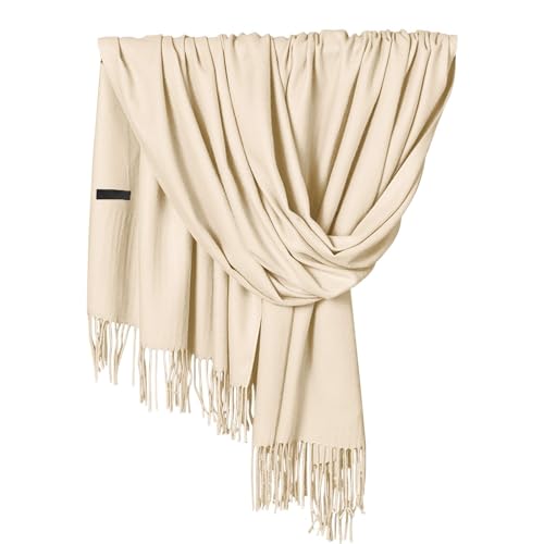 Women Solid Color Scarfs Pashmina Long Tassels Lightweight Scarf for Women Large Wrap Shawl