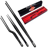 Manjushri Chef Bar Cocktail Garnish Food Cooking Plating Kitchen Baking Black Tong Tweezer Set