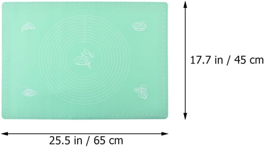 LABRIMP Silicone Dough Kneading Mat Non-stick Kitchen Pastry Mat 65x45cm Green Reusable Baking Surface for Home Baking
