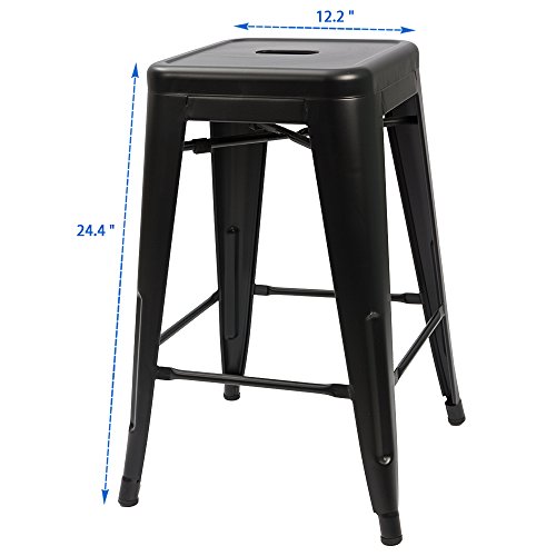 Furmax 24 Inches Metal Bar Stools High Backless Indoor-Outdoor Counter Height Stackable Stools (Black) #TOP2