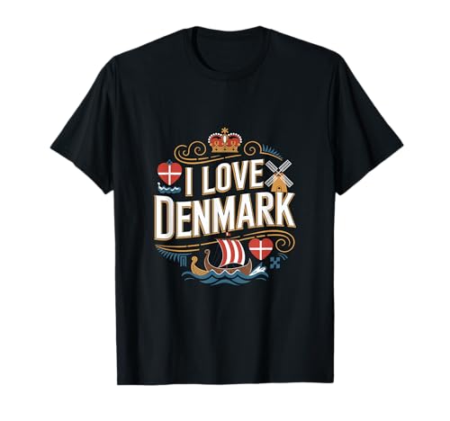 Bandera vikinga danesa icónica de I Love Denmark Camiseta
