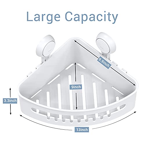 Corner Shower Caddy Suction Cup, Reusable Plastic Shower Caddy Holds Up To 22Lb, Shower Corner Shelf For Shampoo Conditioner, Wall Mount Shower Organizer Corner Shower Basket For Bathroom & Kitchen #TOP4