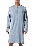 Schiesser Herren Lang Pyjamaoberteil Nachthemd, blaumeliert, 52