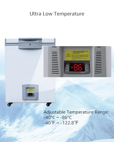 Image of 50L Lab Freezer, -86℃(-122.8℉), Ultra Low Temp Commercial Freezer, Medical Freeze Fridge for Scientific Research, Sample, Cryogenic Refrigerator