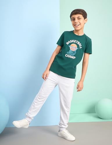 Image of Amazon Brand - Symbol Boys 100% Cotton Graphic Printed Half Sleeves T-Shirt | Age 6-14 Years (Available in Combo Pack of 3 and 5)