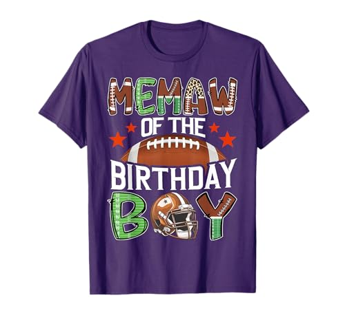 Memaw Of The Birthday Boy Game Day Football T-Shirt
