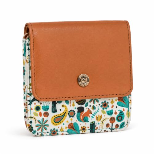 Women’s Wallet – Magical Jungle Collection, Vegan Leather Square Mini Wallet with Zipper Closure, Pocket-Friendly Purse with Card Slots – White