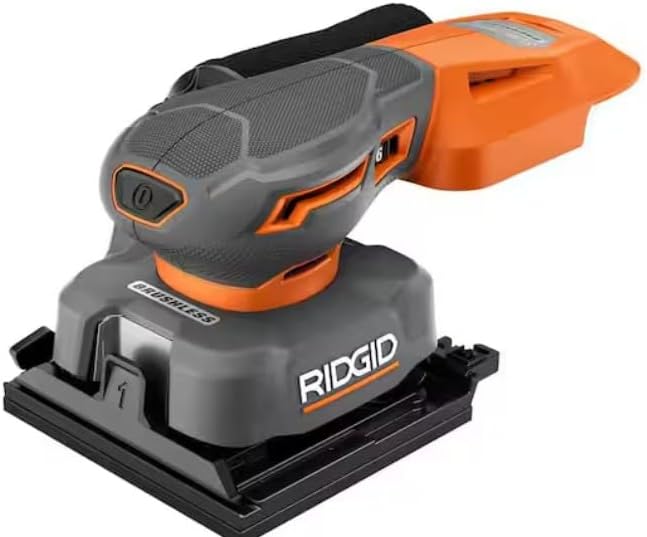 RIDGID R87064B 18V SubCompact Brushless 1/4 Sheet Sander Cordless Finishing Detail Sander Variable Speed Dust Collection Compact Lightweight Woodworking Tool Only Professional DIY Power Tool Renewed