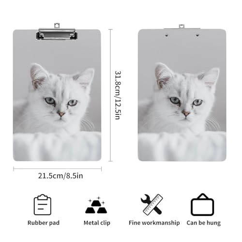 Porte-document avec clip profil bas A4 design chat blanc original - 2