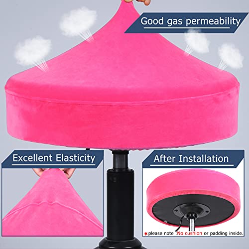 Image of SINOSSO Round Vanity Bench Covers Set of 4, Dia.(13 inch- 15.5 inch) Super Soft Velvet Stretch Washable Bar Stool Slipcover Seat Protector, (Round, Hot Pink, 4 Counts)