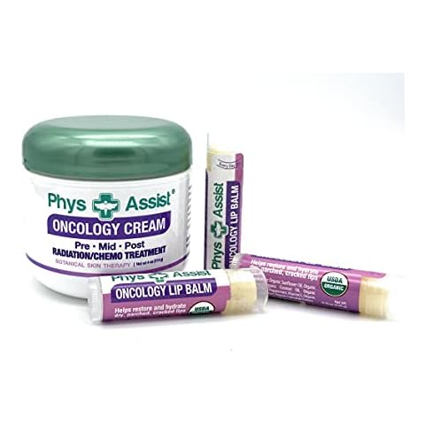 Oncology Cream 4 oz plus 3 Pack Lip Balm. Hydrating to Stressed Skin Undergoing Chemo or Radiation. Skin Therapy. Made with Botanicals. Cover