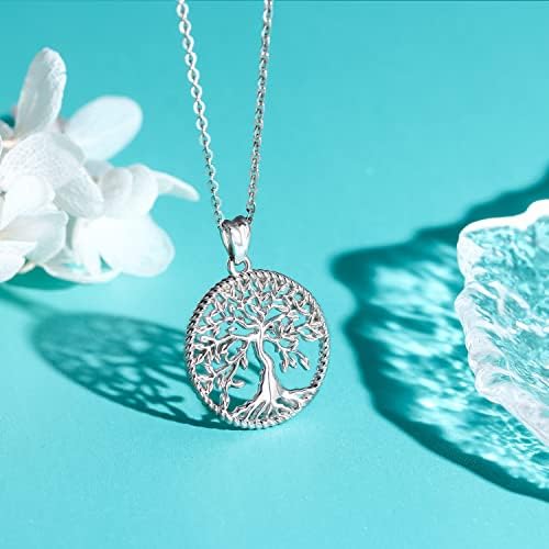 Tree of Life Necklace for Women Girls, Sterling Silver Pendant, Jewellery Gift with Infinite Colorful Cubic Zirconia for Girlfriend Daughter Mom Wife