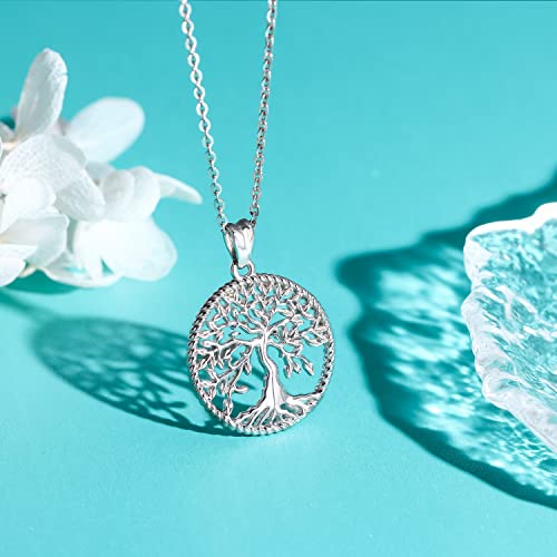 Aniu Tree of Life Necklace for Women S925 Sterling Silver Abalone Shell/Opal/Malachite/Crystal/Moonstone Celtic Family Tree Pendant Anniversary Birthday Gift for Mom Grandma Tree Jewelry Gifts for Her3