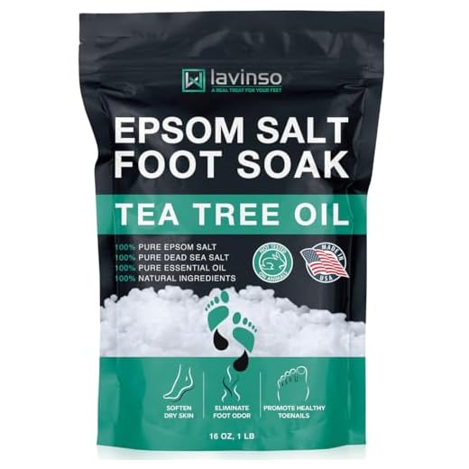Tea Tree Oil Foot Soak with Epsom Salt - Made in USA - for Toenail Fungus, Athletes Foot, Stubborn Foot Odor Scent, Fungal, Softens Calluses & Soothes Sore Tired Feet - 1 LB