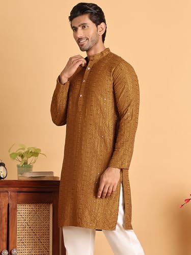 Image of Jompers Embroidered Straight Kurtas for Men
