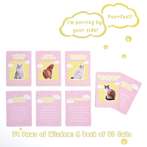 Image of 52 Cat-Themed Affirmation Cards Against Anxiety with Wooden Display Stand - Affirmation Cards for Women - Positive Affirmations Cards for Anxiety Relief, Stress Relief, and Self-Care