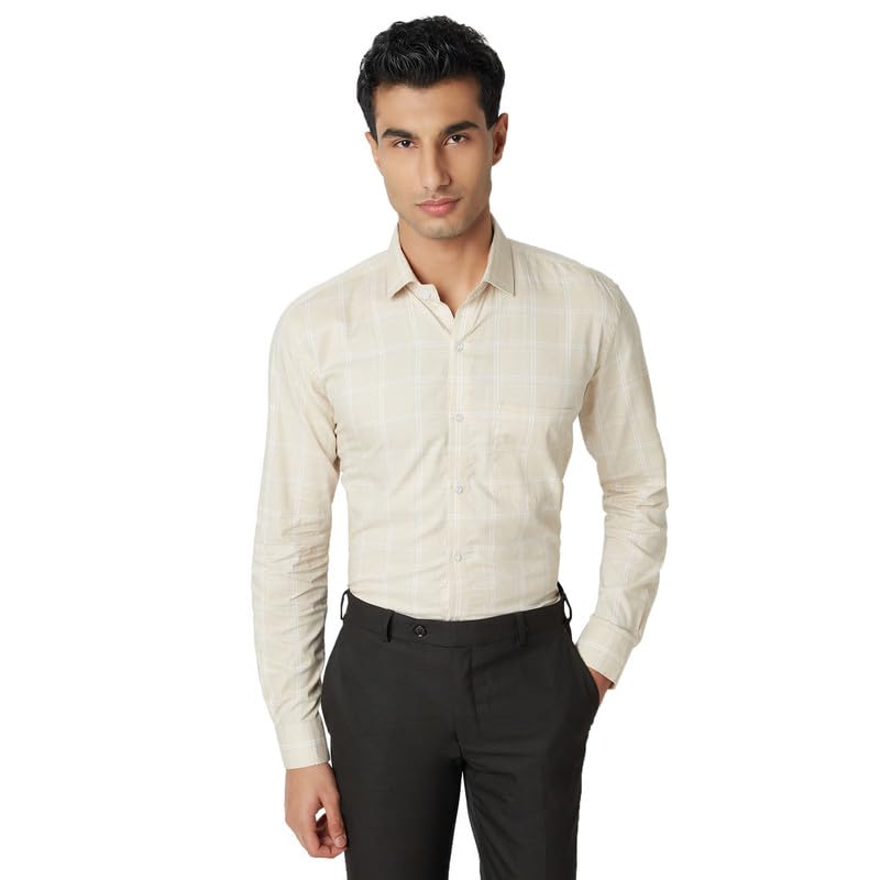 Image of MARK & ALBERT 100% Cotton Full Sleeves Regular Fit Formal Shirt for Men Blue