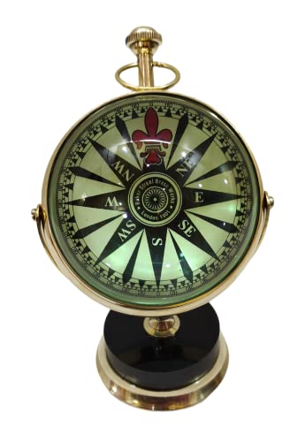Regalos náuticos memorables con este reloj de escritorio antiguo y brújula de latón 4