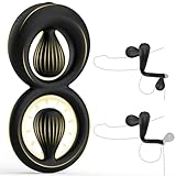 Vibrating Cock Ring with Dual Adjustable Beads, Silicone Penis Ring Vibrator for Couples Clitoral Perineum Stimulator, 10 Vibration Modes for Enhanced Pleasure & Male Erection, Adult Sex Toys for Men