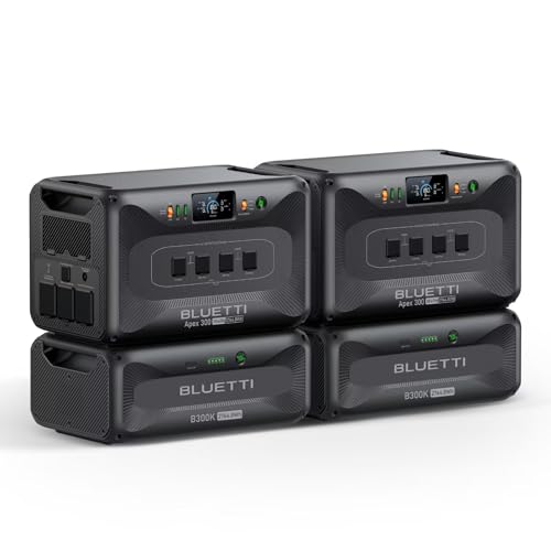 BLUETTI 2 Apex 300 Solar Generators & 2 B300K (2025 New), 11kWh LFP Battery Backup with 12 7680W AC Outlets, 120V/240V Dual Voltage Output, Ultimate Modular Power for Home and Emergency Backup