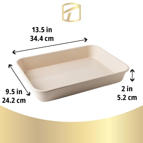 Trudeau Resistall Oblong Cake Pan 9 x 13 Inch, Ceramic Non-Stick Baking Pan, Metal 0.8mm, Non-Toxic Bakeware for Cakes, Brownies, Lasagna, Casseroles, Beige by Trudeau - Used condition - Image 9