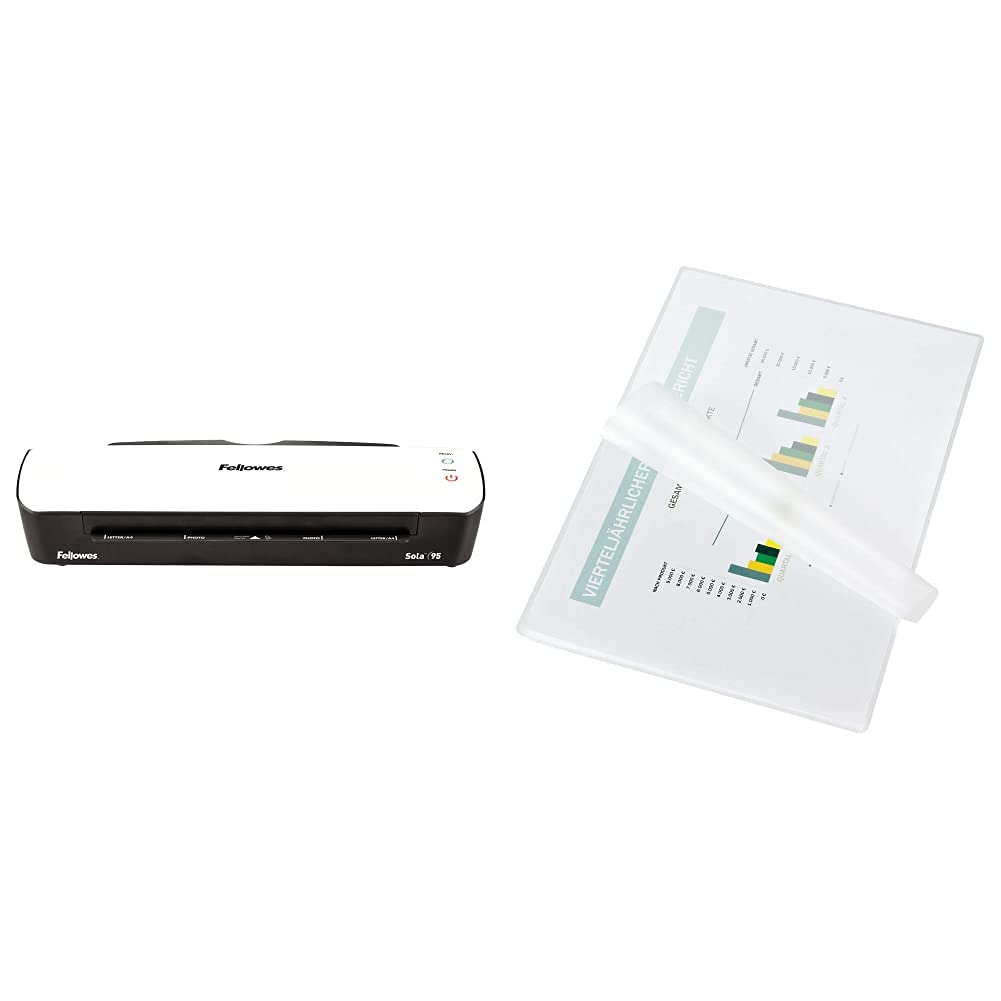 Fellowes Plastificadora Sola A4, para uso ocasional, 125 micras + ImageLast Pack de 25 fundas de plastificar, formato A4, 80 micras