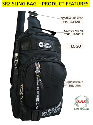Image of SRZ Crossbody Sling Bag for Men, Women, Water Resistant, Oxford Material, 4 Pockets, Earphone Hole