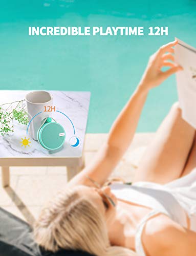 Image of INSMY C12 IPX7 Waterproof Shower Bluetooth Speaker, Portable Small Speaker, Speakers Bluetooth Wireless Loud Clear Sound Support TF Card Suction Cup for Outdoor Kayak Canoe Beach Gift (Mint)