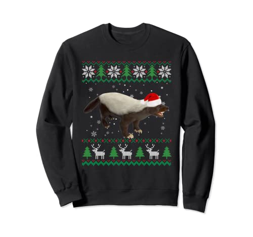 Ugly Sweater Christmas Animals Santa Honey Badger Lover Sweatshirt