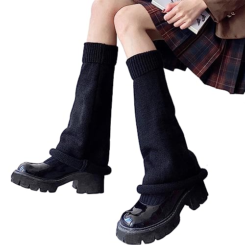 Image of DOOVID Leg Warmers for Women Kawaii Knit Long Socks Girls Harajuku Lolita Leg Warmers Goth Ankle Heap Socks
