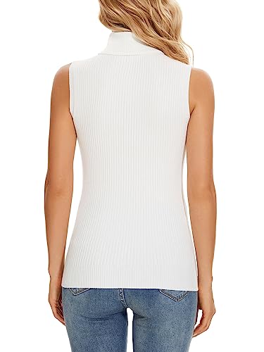 Image of Sleeveless Turtlenecks Tops for Women Slim Fit Knit Sleeveless Vest