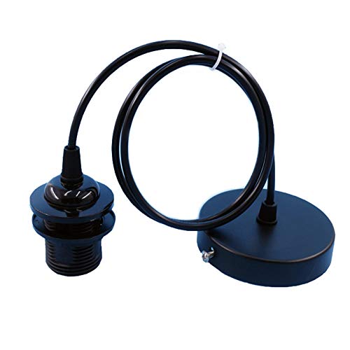 Preisvergleich Produktbild E27 Metall Lampenaufhängung, Lampenfassung Aufhängung, Lampenaufhängung Schwarz, E27 Lampenfassen mit 100CM Kabel, für Bar, Café, Bekleidungsgeschäft, Zuhause, Hotel (Schwarz)