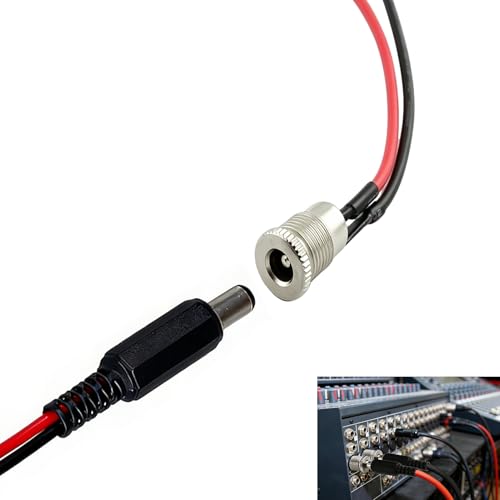 Image of 5.5 x 2.1mm DC Power Jack Socket 10A 30V, Panel Mount DC Socket with Cable + Male Barrel Plug, Female Panel Mount Connector for Electronics Media Players MP3 MP4 AV Equipment Laptops Smartphones DIY P