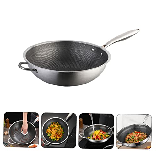 ABOOFAN Wok de acero inoxidable con superficie de panal miniatura 6