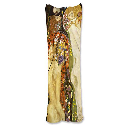 BONNIU Funda Cojin Cuerpo con Cremallera 50X120 cm Funda Almohada Terciopelo Decorativa Desnudo Body Pillow Case - Klimt - Serpientes De Agua III GK080 Cover