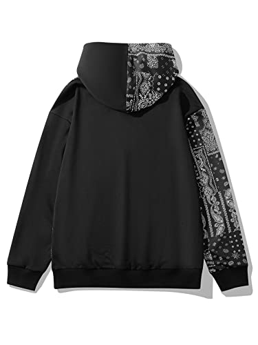 WDIRARA Men's Paisley Print Drawstring Long Sleeve Hoodie Pocket Sweatshirts Casual Pullovers2