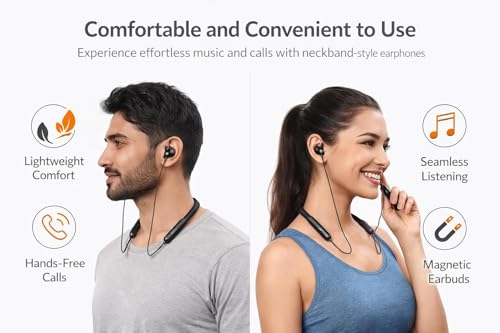 Image of Susnwere Z3 in-Ear Neckband with 12.4mm Drivers, 3D Spatial Audio,10 mins Charge for 27 hrs Playback, AI Call Noise Cancellation, 4 EQ preset (Glossy Black)