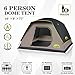 Happy Travel Camping Tent, 4/6 Person Dome Tents for Camping with Rainfly, Waterproof Clip Easy Setup Portable Family Tent with Mesh Windows, 20% More Headroom Backpacking Tents for Camping & Hiking