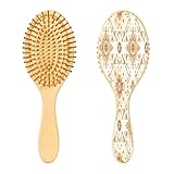 SKYSHU Talavera mexicano - Cepillo de madera natural con cómodas cerdas de madera, desenreda y estiliza el pelo ovalado para mujeres, hombres y niños, todo tipo de cabello (cabello seco y dañado)