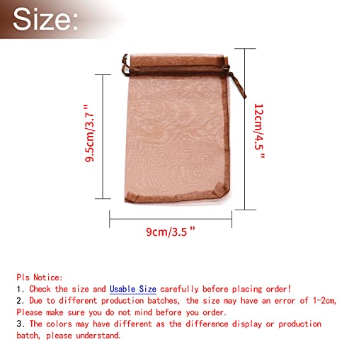 Image of Bezall 50Pcs Organza Bags 3.5x4.5 Inch, Sheer Wedding Favor Bags with Drawstring, Small Jewelry Gift Pouches Party Festival Christmas Candy Bags (Brown)