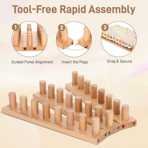 Sienson 46\" Chunky Knitting Loom for Blanket Making – Adjustable Wood Frame, Portable DIY Hand Knitting Kit for Beginners, Reusable Blanket Loom for Bulky Yarn Crafts & Gifts