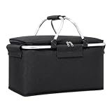 18L Einkaufskorb faltbar 43x23x20cm, isolierter Picknickkorb mit Alurahmen